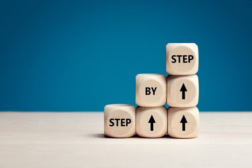 The,Word,Step,By,Step,On,Wooden,Cubes.,Achievement,Or